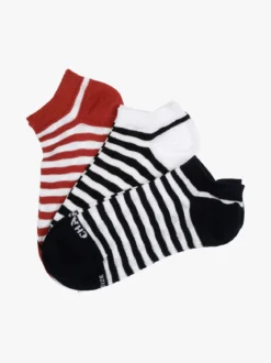 Charro Confezione da 3 paia di calze sneakers a righe da donna in cotone