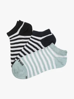 Charro Confezione da 3 paia di calze sneakers a righe da donna in cotone