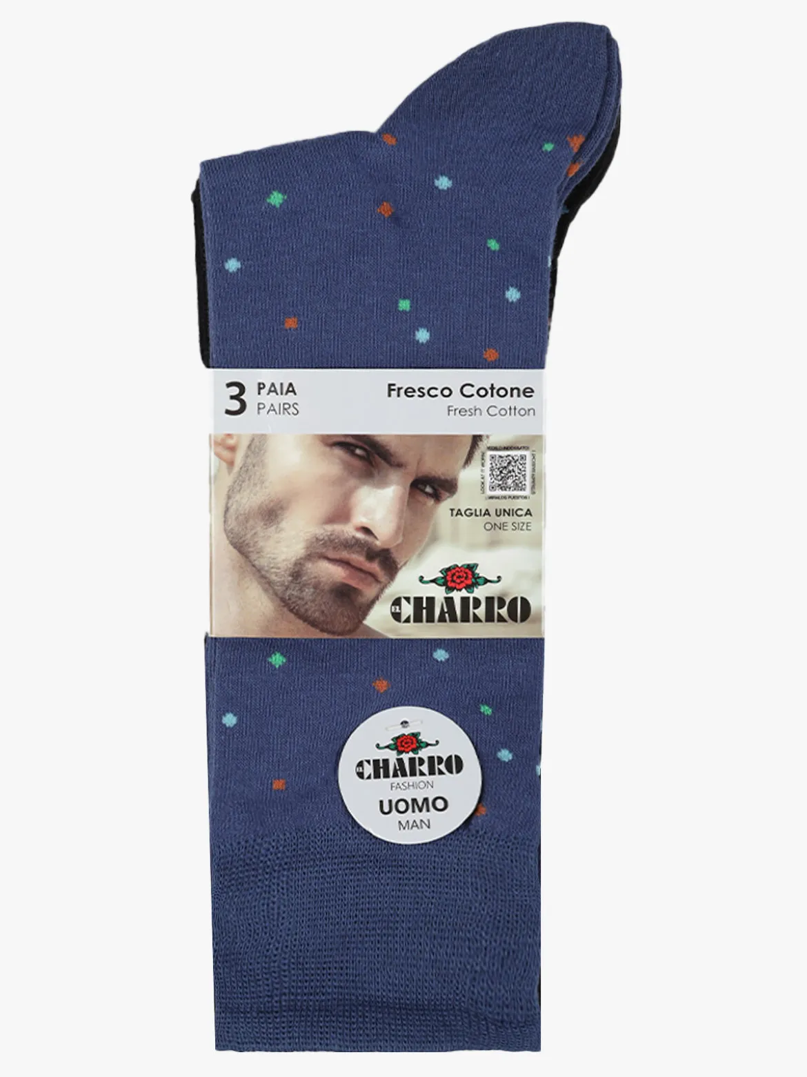 Charro 3 Paia di calze lunghe da uomo a pois