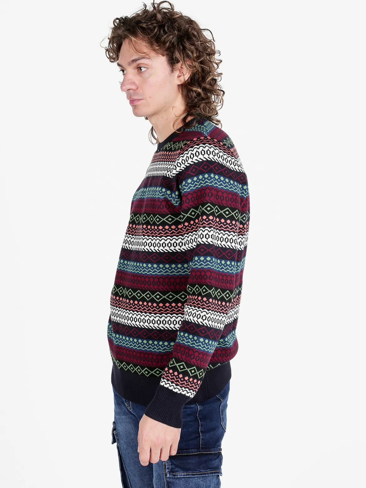 Close-Up Maglione girocollo da uomo con stampe colorate