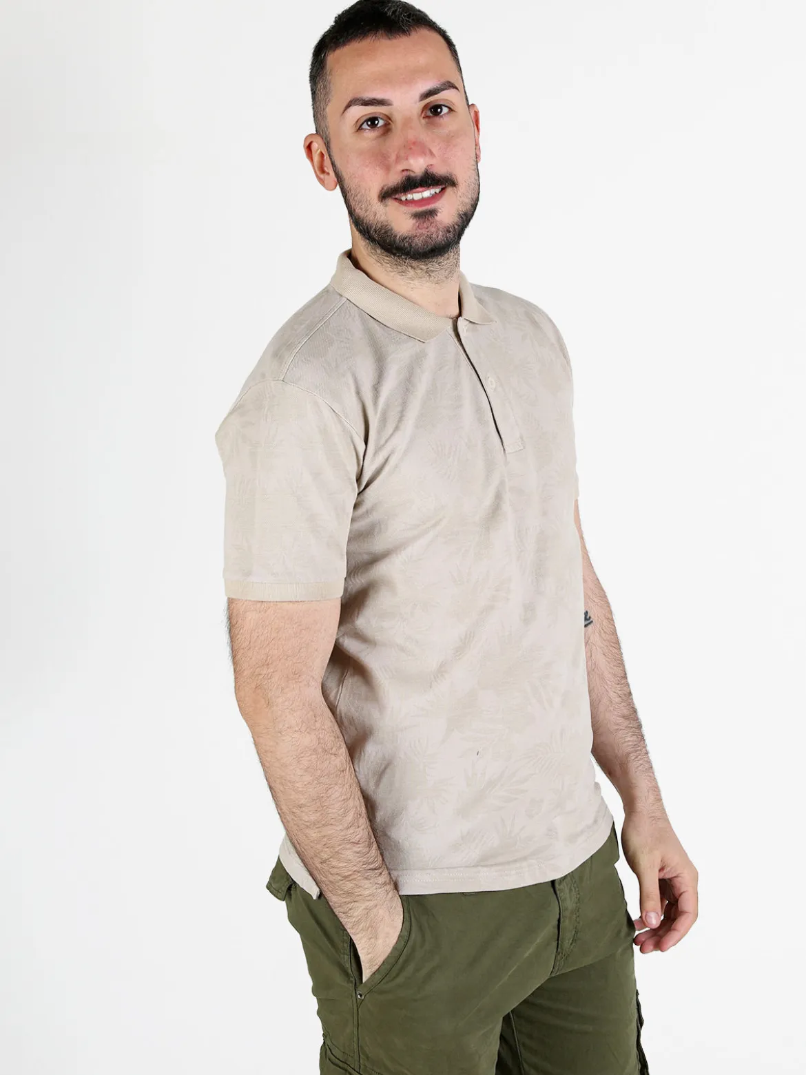 Close-Up Polo da uomo in cotone a maniche corte con stampa