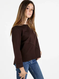158c Maglia donna oversize a maniche lunghe - moro