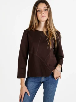 158c Maglia donna oversize a maniche lunghe - moro