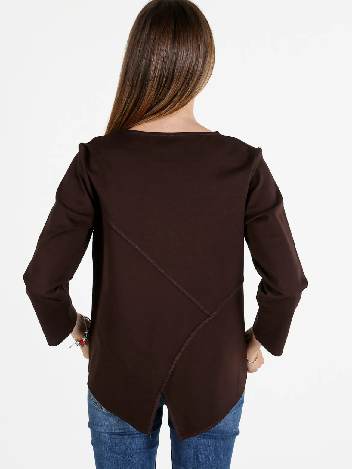 158c Maglia donna oversize a maniche lunghe - moro
