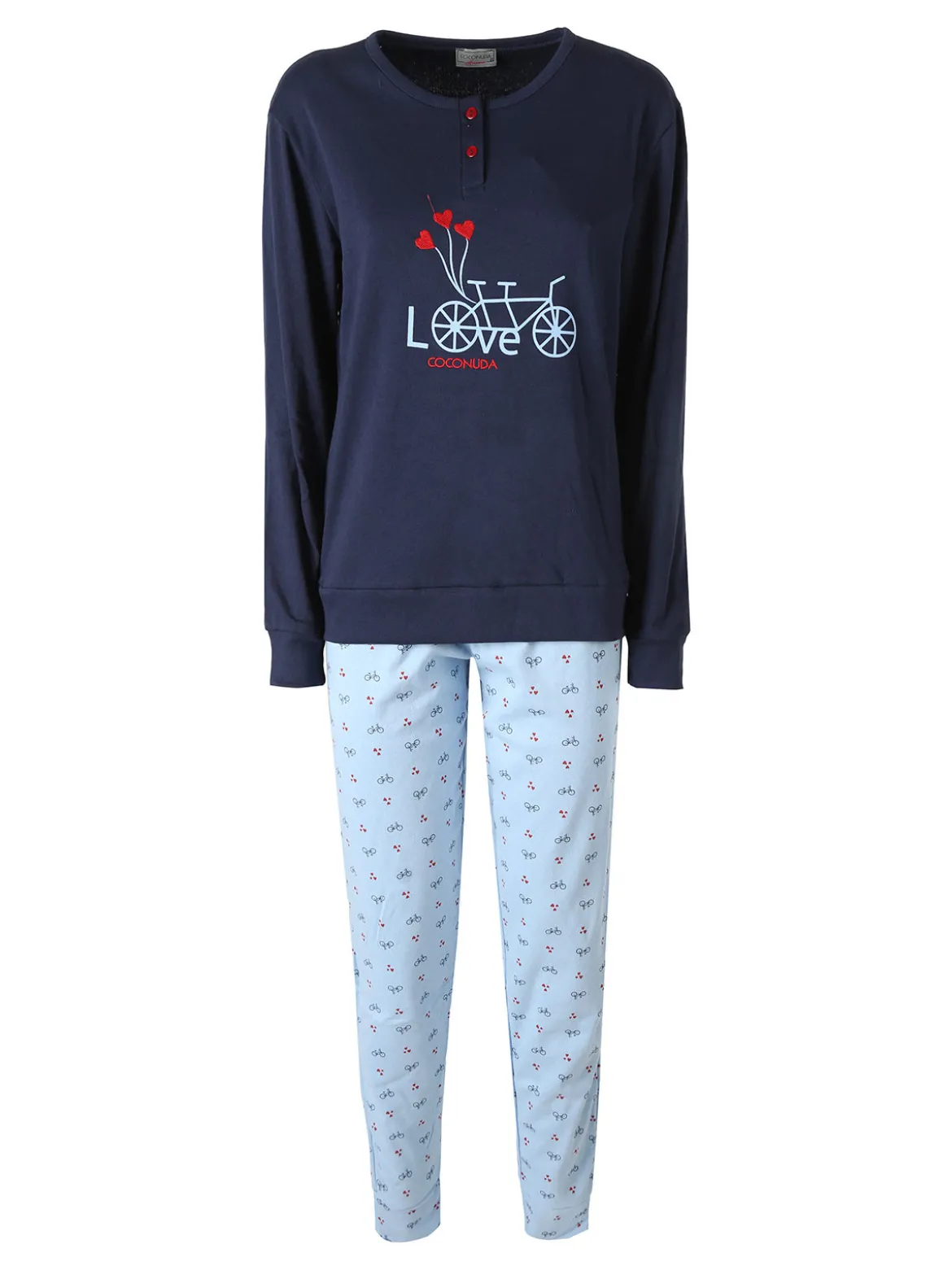 Coconuda Pigiama donna in cotone con stampe - blu scuro