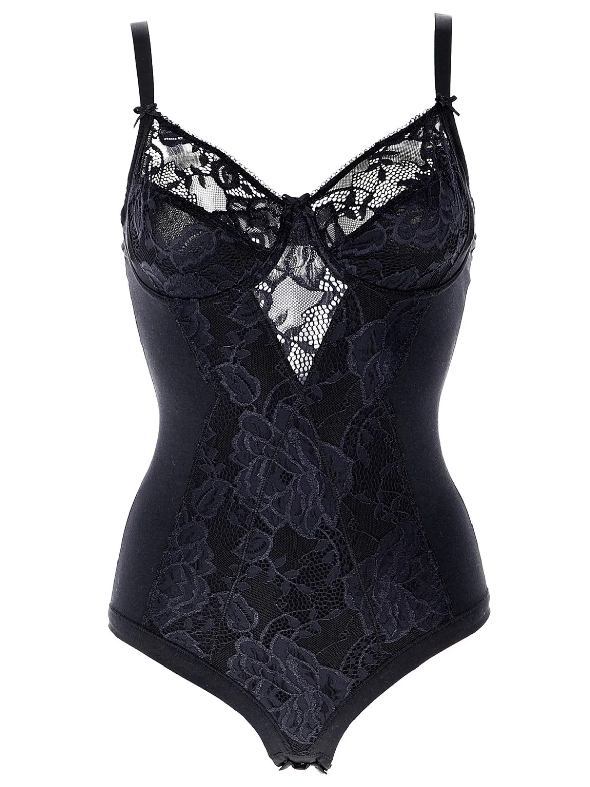 Cotonella CD521B Body donna in pizzo con ferretto coppa B - nero