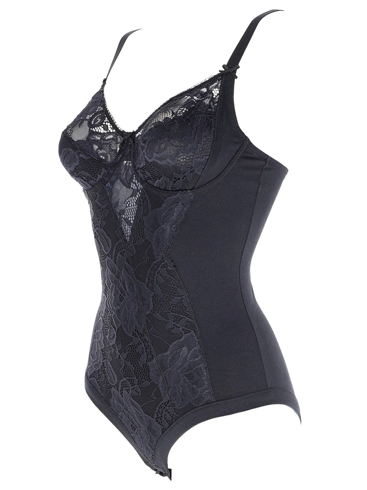 Cotonella CD521B Body donna in pizzo con ferretto coppa B - nero