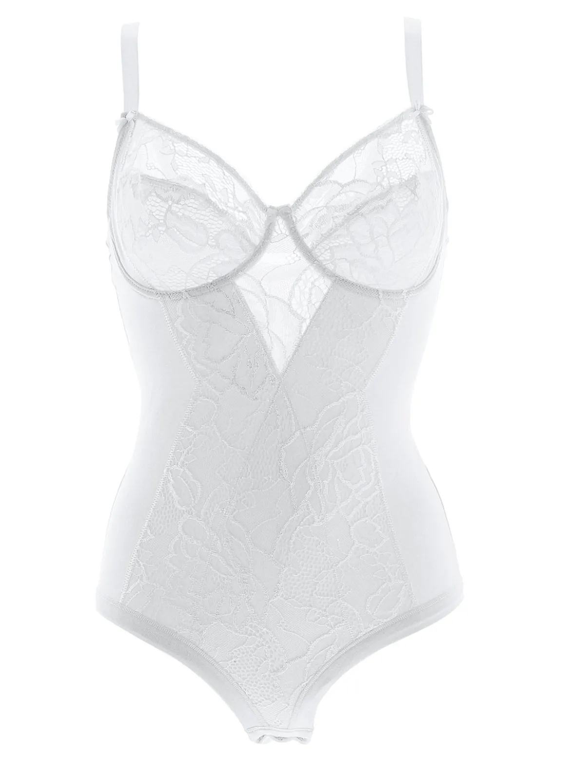 Cotonella CD521C Body donna in pizzo con ferretto coppa C - bianco