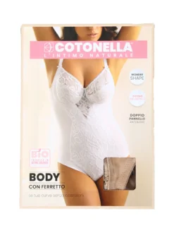Cotonella CD521C Body donna in pizzo con ferretto coppa C - bianco