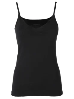 Cotonella Top donna in cotone bielastico con spalline strette - nero