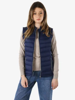 Cotton Belt Gilet imbottito da donna con zip - blu