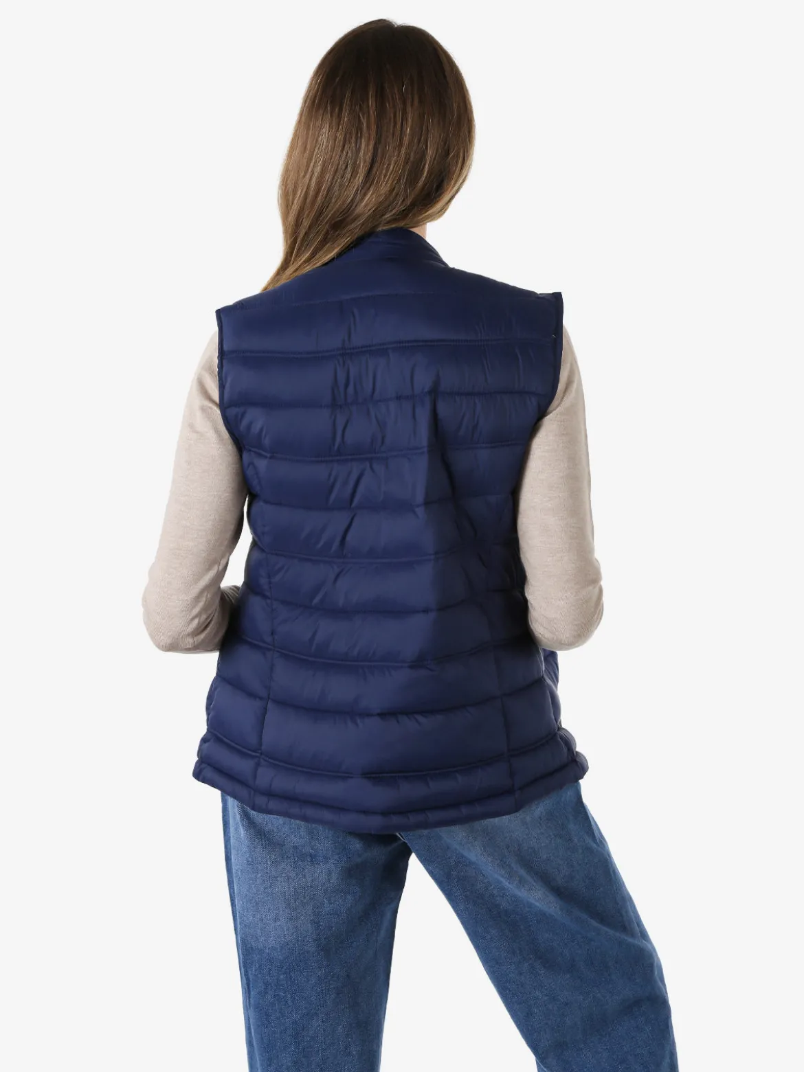 Cotton Belt Gilet imbottito da donna con zip - blu