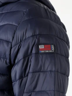 Cotton Belt Giubbino da uomo modello 100 grammi con cappuccio e zip - blu scuro