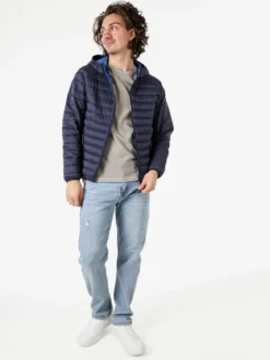 Cotton Belt Giubbino da uomo modello 100 grammi con cappuccio e zip - blu scuro