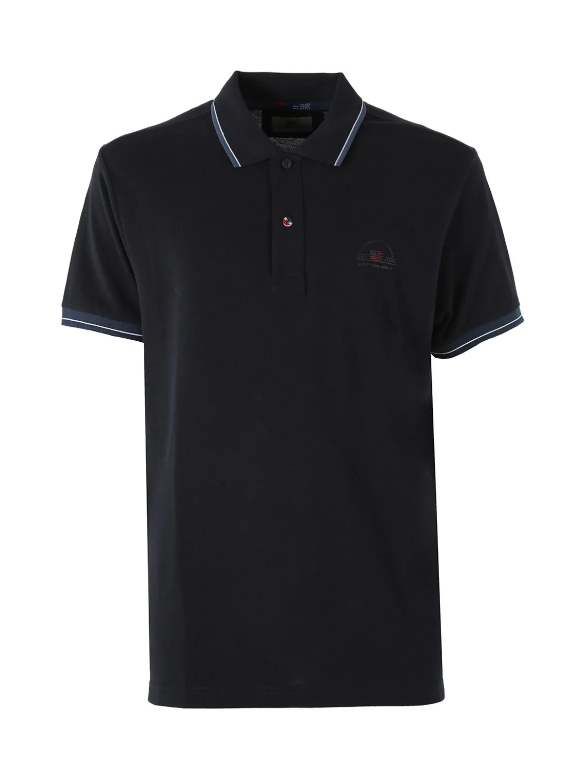 Cotton Belt Polo da uomo in cotone a maniche corte con logo - blu scuro
