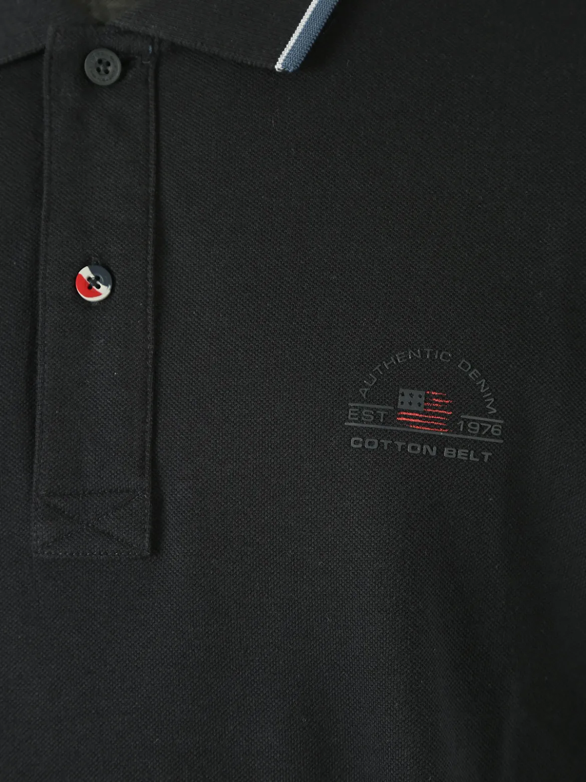 Cotton Belt Polo da uomo in cotone a maniche corte con logo - blu scuro