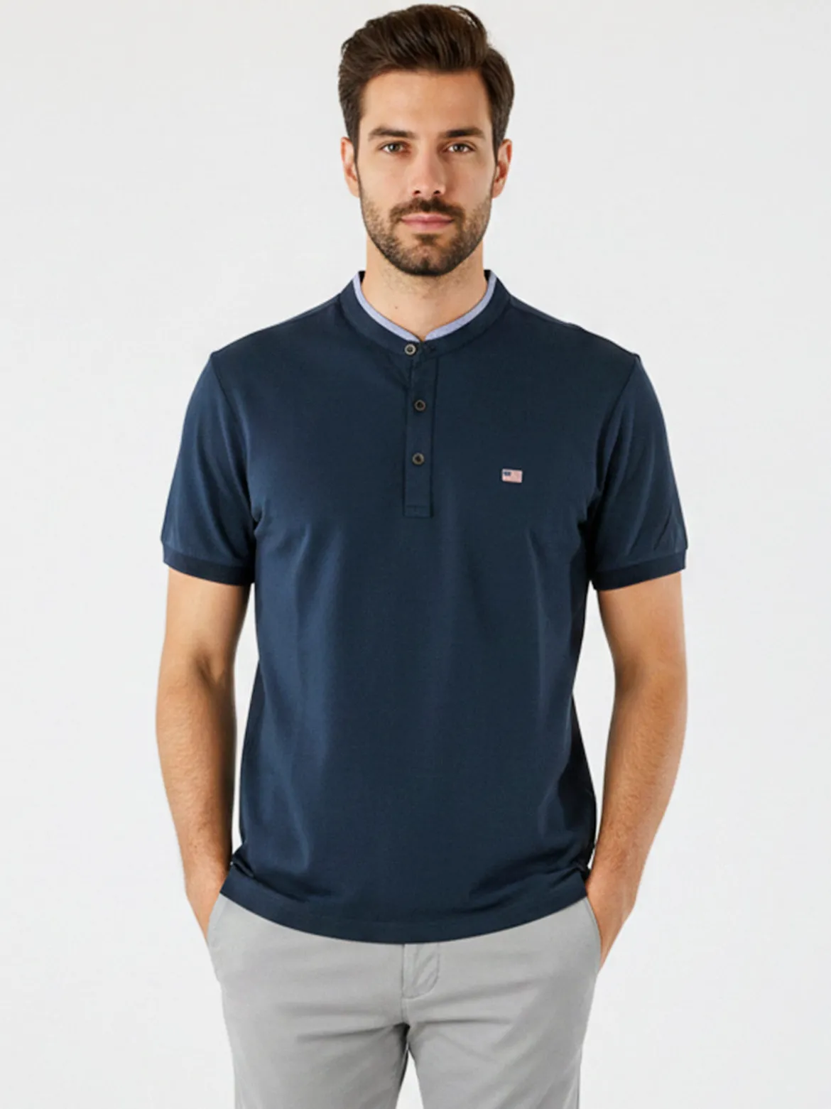 Cotton Belt Polo da uomo in cotone a maniche corte - ottanio