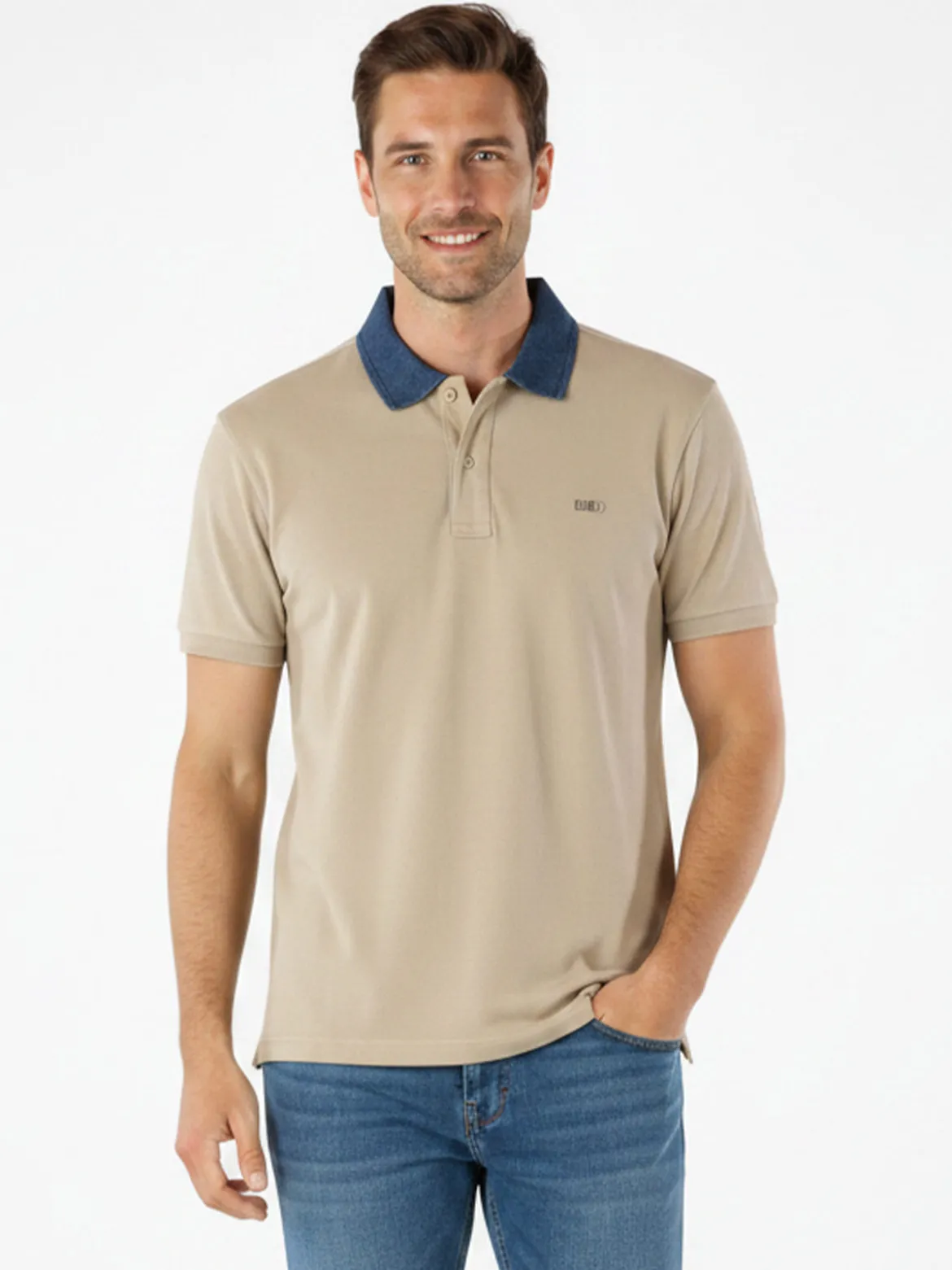 Cotton Belt Polo da uomo in cotone a maniche corte - sabbia