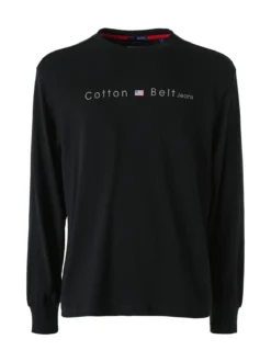 Cotton Belt T-shirt da uomo in cotone a maniche lunghe - nero
