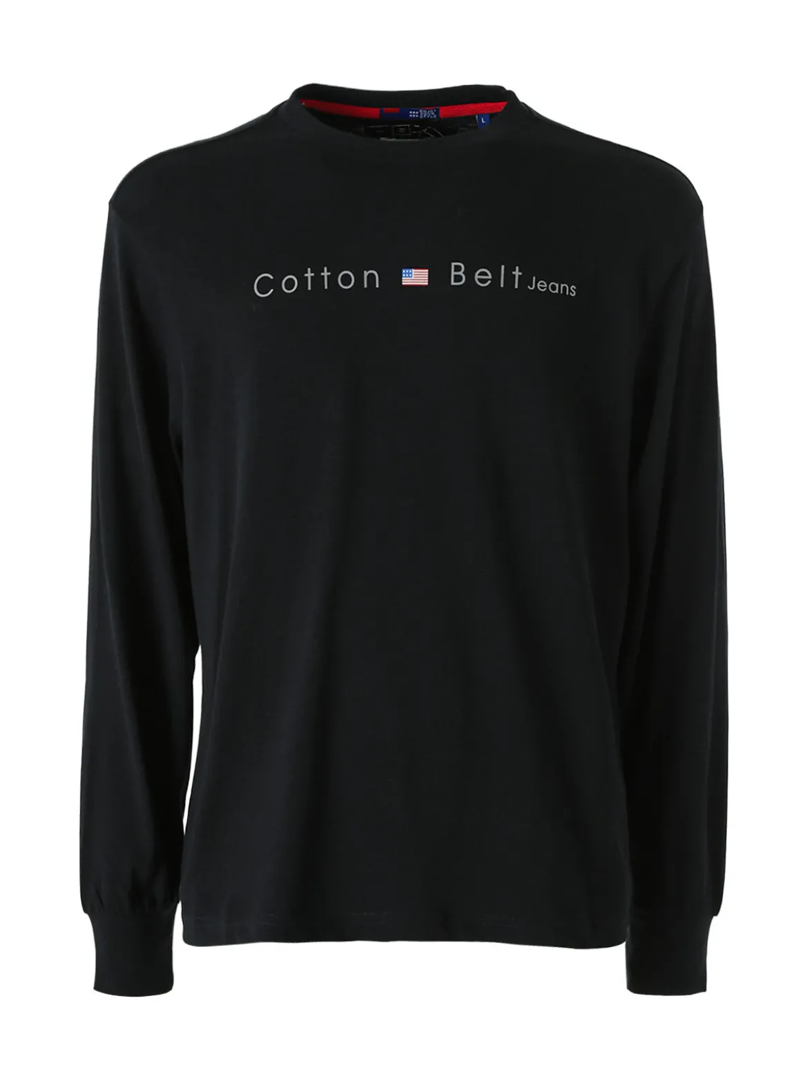 Cotton Belt T-shirt da uomo in cotone a maniche lunghe - nero