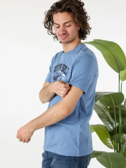 Cotton Belt T-shirt da uomo in cotone con stampa - blu
