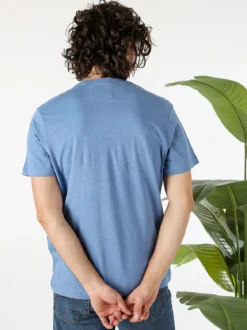 Cotton Belt T-shirt da uomo in cotone con stampa - blu