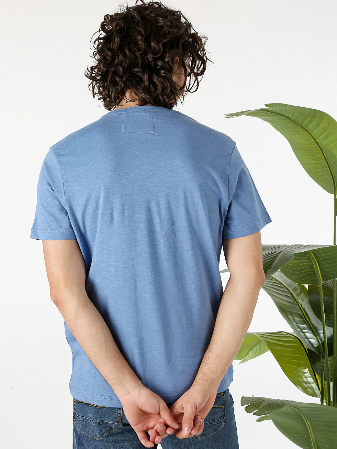 Cotton Belt T-shirt da uomo in cotone con stampa - blu