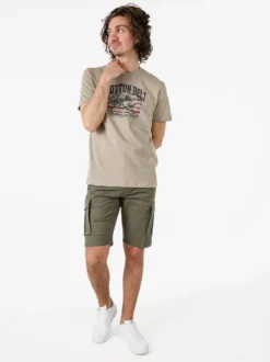 Cotton Belt T-shirt da uomo in cotone con stampa - fango