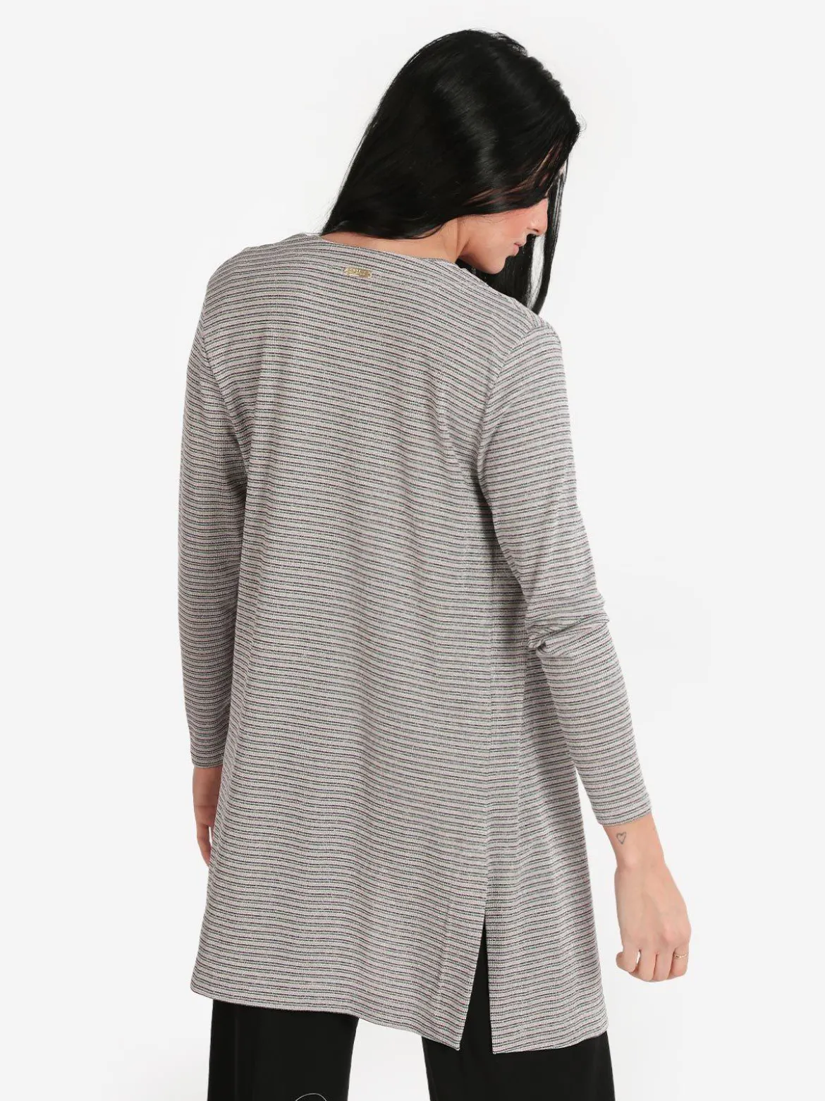 Coveri Collection Cardigan lungo aperto a righe sottili