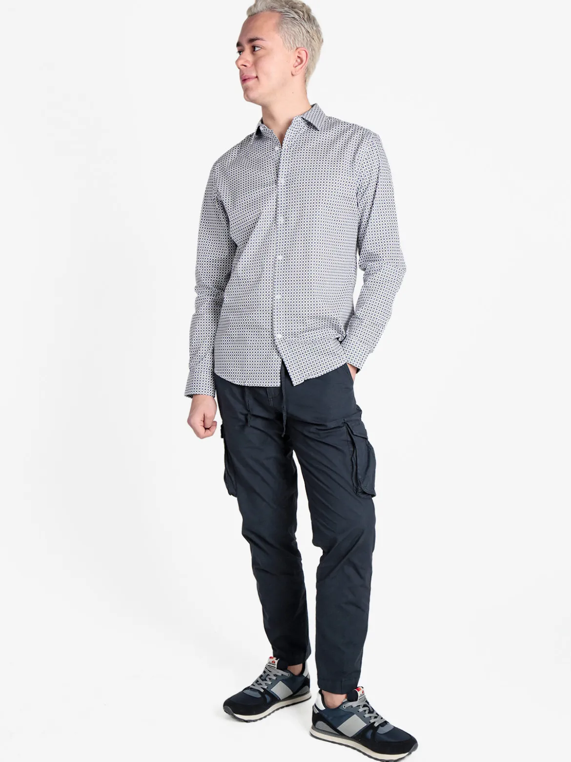 Coveri Collection Pantaloni cargo da uomo in cotone con coulisse