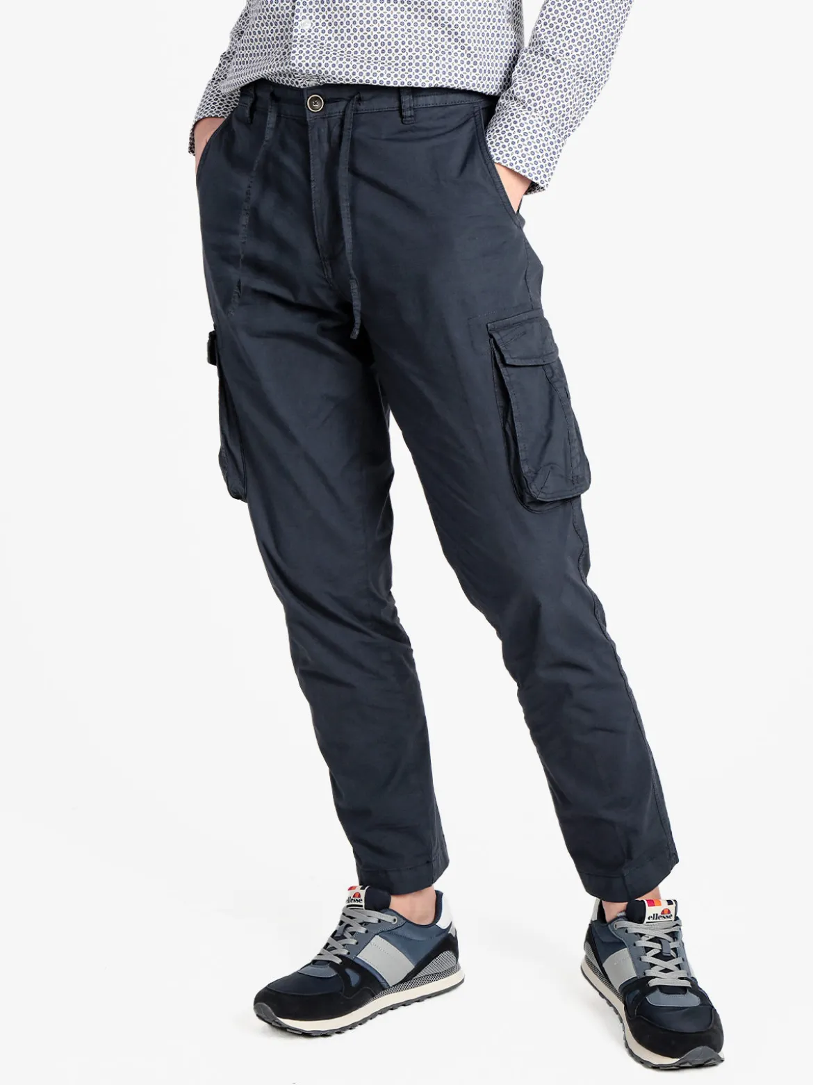 Coveri Collection Pantaloni cargo da uomo in cotone con coulisse