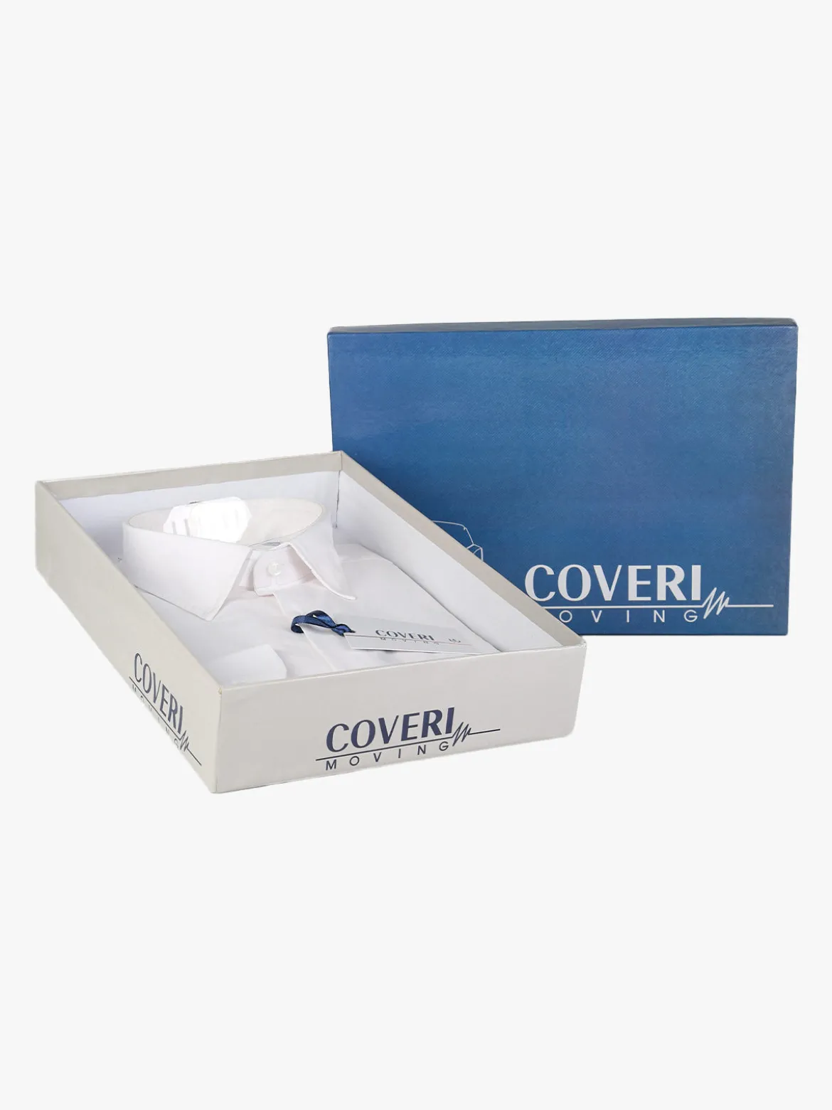 Coveri Moving Camicia da uomo slim fit in cotone a maniche lunghe - bianco