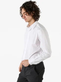 Coveri Moving Camicia da uomo slim fit in cotone a maniche lunghe - bianco