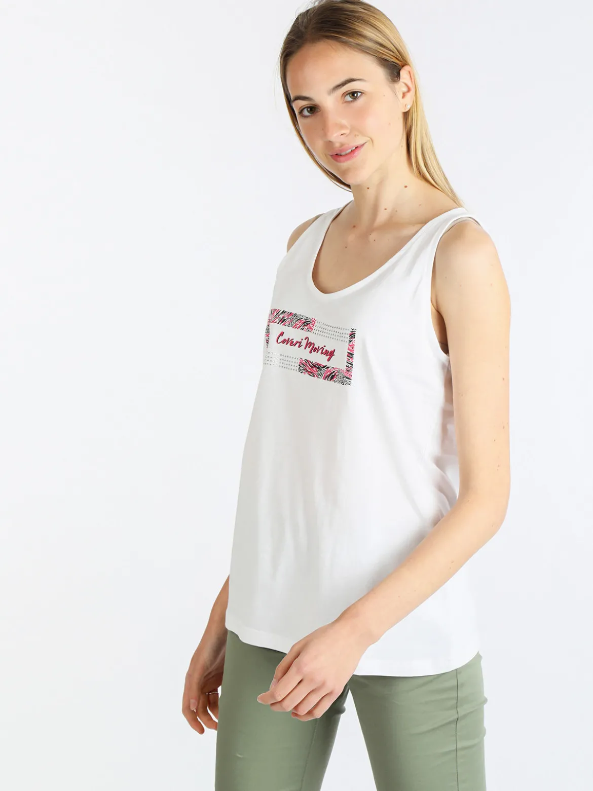 Coveri Moving Canotta donna in cotone con scritta