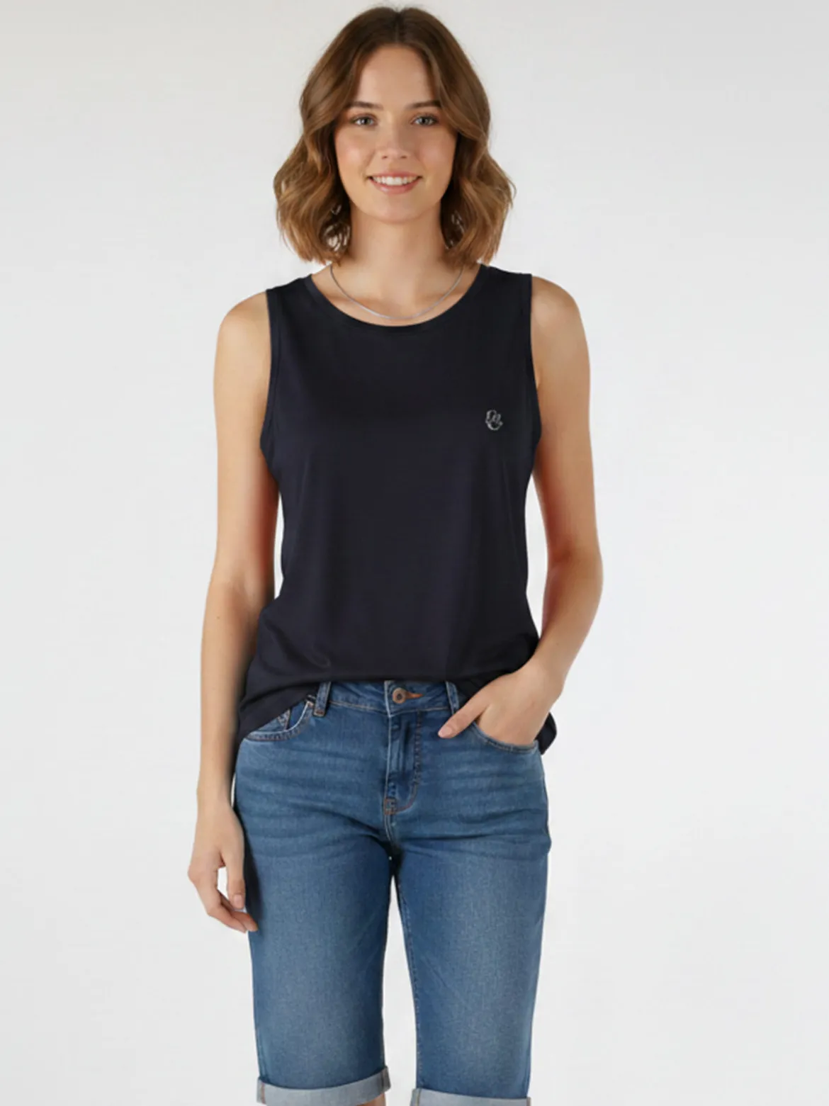 Coveri Moving Canotta girocollo da donna con logo di strass - nero
