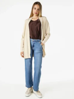 Coveri Moving Cardigan donna in maglia leggera senza chiusura - beige