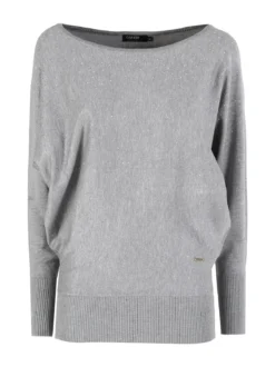 Coveri Moving Maglia donna con scollo a barca e borchie - grigio