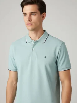 Coveri Moving Polo da uomo in cotone a maniche corte - acqua marina