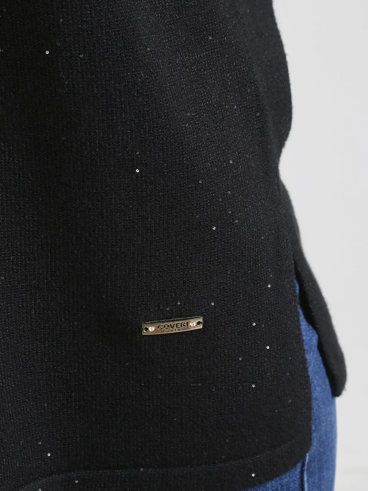 Coveri Moving Pullover donna in maglia con scollo a V - nero