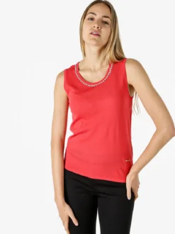 Coveri Moving Top donna in maglia con applicazioni di strass - fragola