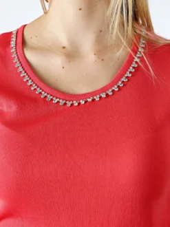 Coveri Moving Top donna in maglia con applicazioni di strass - fragola