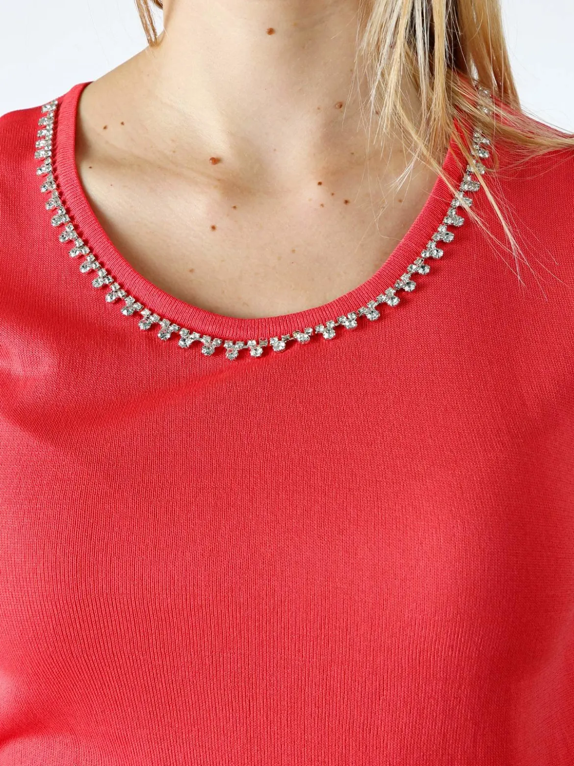 Coveri Moving Top donna in maglia con applicazioni di strass - fragola