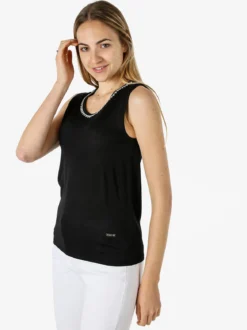 Coveri Moving Top donna in maglia con applicazioni di strass - nero