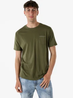Coveri Moving T-shirt da uomo in cotone con taschino - militare