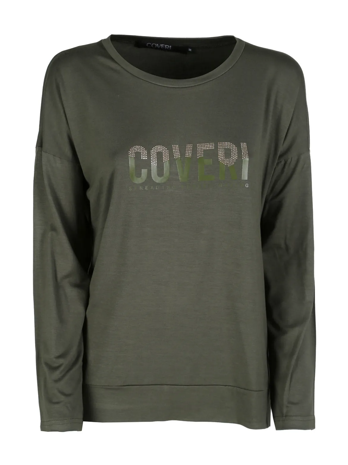 Coveri Moving T-shirt donna a maniche lunghe con strass - militare