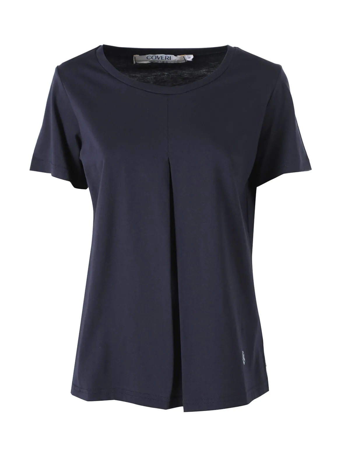 Coveri Moving T-shirt donna in cotone con logo di strass - blu scuro