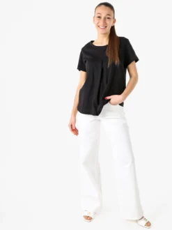 Coveri Moving T-shirt donna in cotone con logo di strass - nero