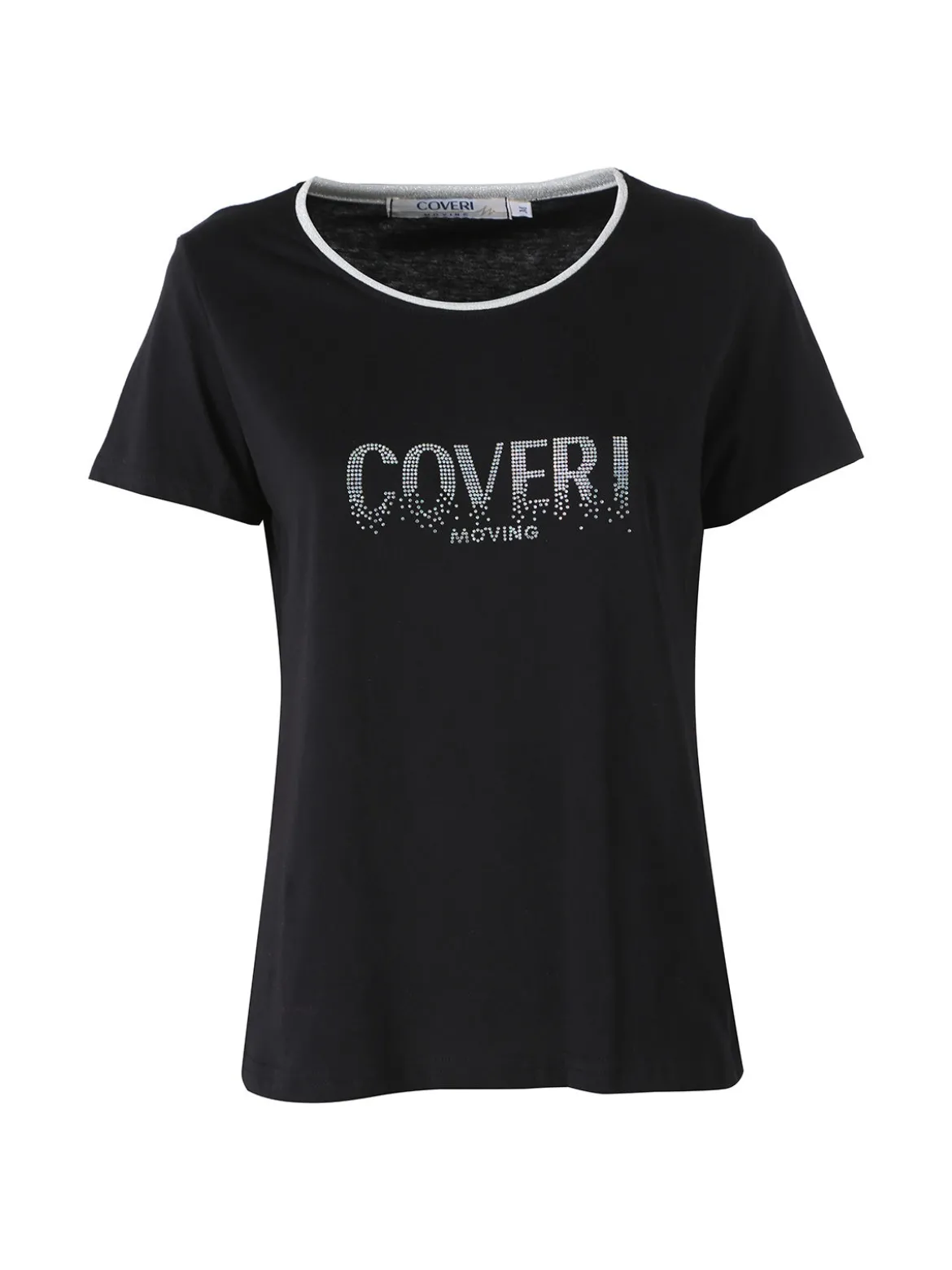 Coveri Moving T-shirt donna in cotone con strass - nero