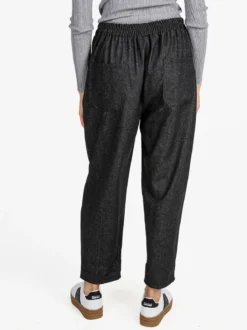158c Pantaloni donna a cavallo basso con elastico in vita - nero