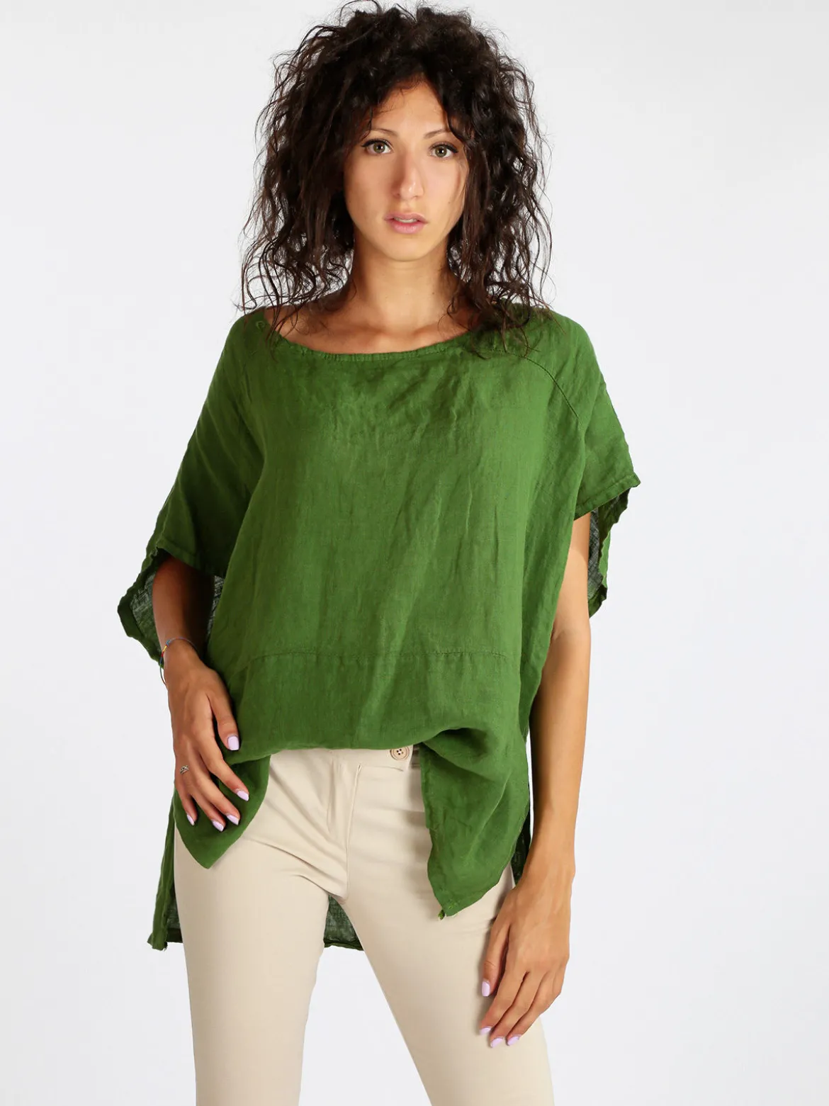 Daystar Blusa donna in lino con maniche a pipistrello